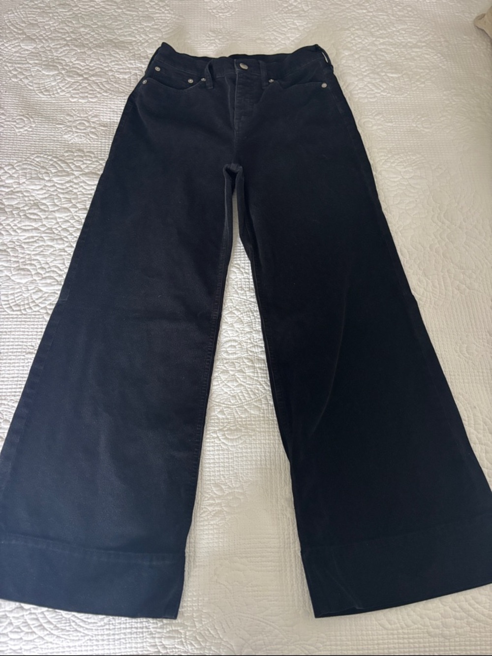 J. Crew High-Rise Black Corduroy Wide-Leg